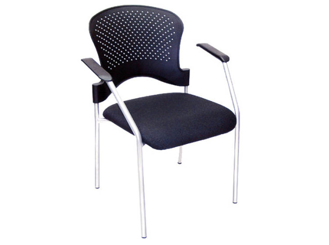 PP STACKING CHAIR WITH 4 SILVER POWDER COATED LEG