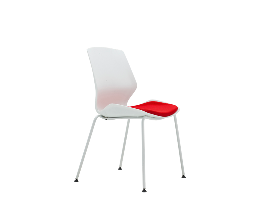Multi-Purpose Polypropylene Stacking Chair, 4-legs base, with upholstered seat