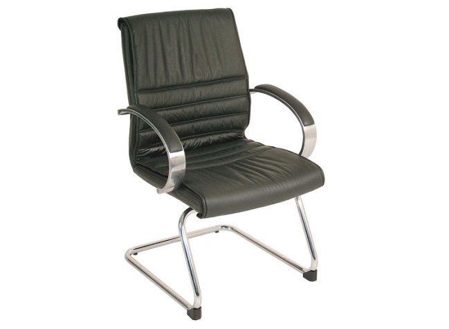 MID BACK LEATHER GUEST CHAIR WITH CANTILEVER BASE