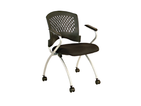MOBILE PP NESTING CHAIR WITH SILVER POWDER COATED LEGS