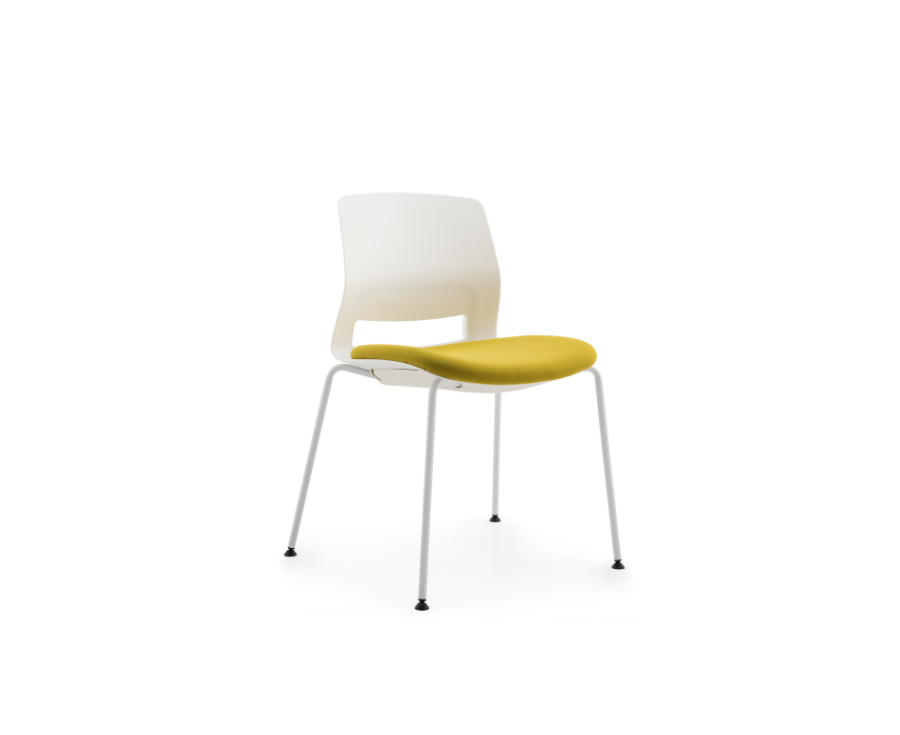 Multi-Purpose Polypropylene Stacking Chair with 4-legs base and upholstered seat