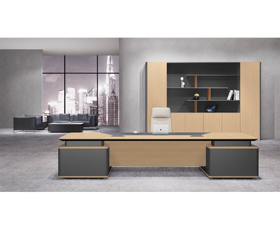 Laminated Executive Desk with Cabinet